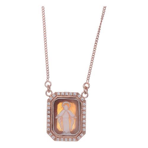 Our Lady of Miracles choker in cameo and 925 sterling silver finished in rosè 1