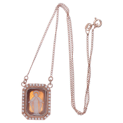 Our Lady of Miracles choker in cameo and 925 sterling silver finished in rosè 6