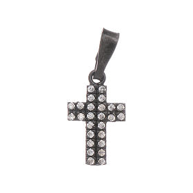 Ciondolo Croce Argento 925 nero e zirconi bianchi