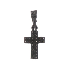 Ciondolo Croce Argento 925 nero e zirconi bianchi