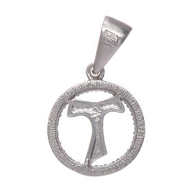 Tau cross pendant in 925 sterling silver with black zircons