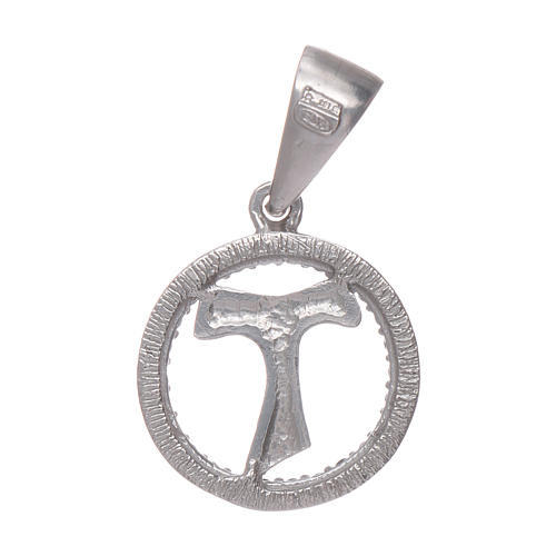 Tau cross pendant in 925 sterling silver with black zircons 2