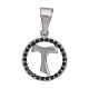 Tau cross pendant in 925 sterling silver with black zircons s1
