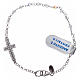 Pulseira prata cruz zircões brancos contas cristal 2 mm s1