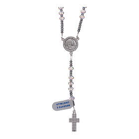 Rosary with strass briolè type sized 6 mm made of 925 sterling silver and white zircons