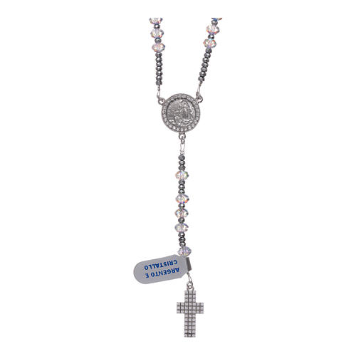 Rosary with strass briolè type sized 6 mm made of 925 sterling silver and white zircons 1