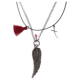 Necklace angel's wing with chain and cord red