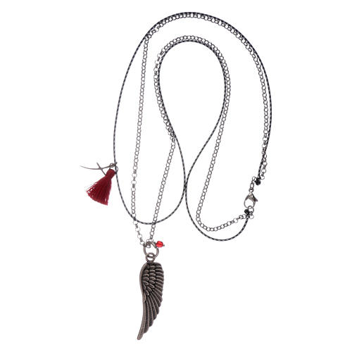 Necklace angel's wing with chain and cord red 3