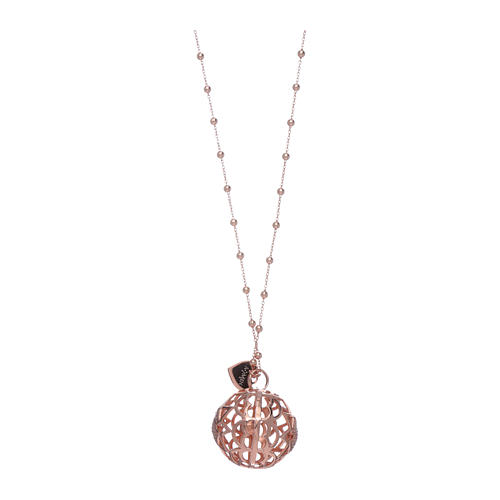 Collier AMEN grelot de grossesse argent 925 rosé et zircons 2