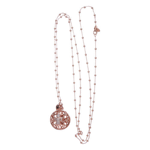 Collier AMEN grelot de grossesse argent 925 rosé et zircons 3