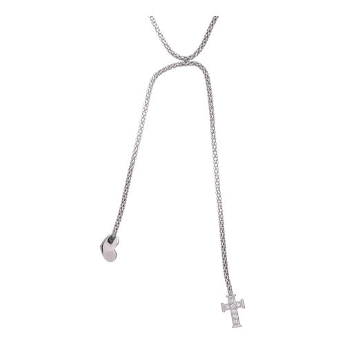 Collar AMEN modelo abrazo corazón y cruz zircones blancos plata 925 1