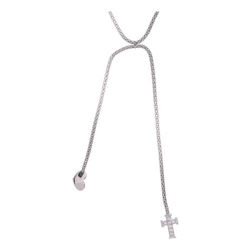 Collana AMEN modello abbraccio cuore e croce zirconi bianchi arg. 925 1