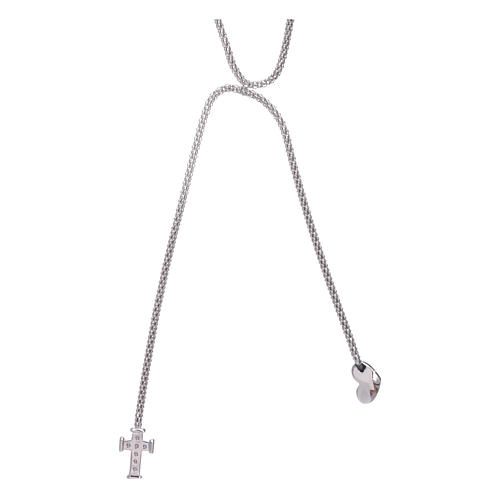 Collana AMEN modello abbraccio cuore e croce zirconi bianchi arg. 925 2