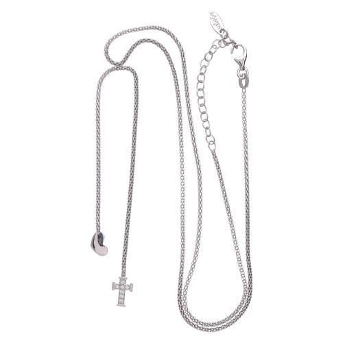 Collana AMEN modello abbraccio cuore e croce zirconi bianchi arg. 925 3