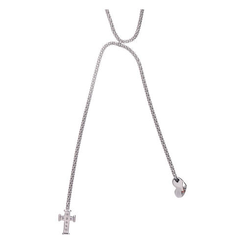 AMEN necklace hug model with heart and cross decorated with white zircons in 925 sterling silver 2