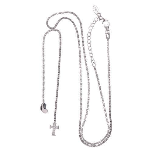 AMEN necklace hug model with heart and cross decorated with white zircons in 925 sterling silver 3