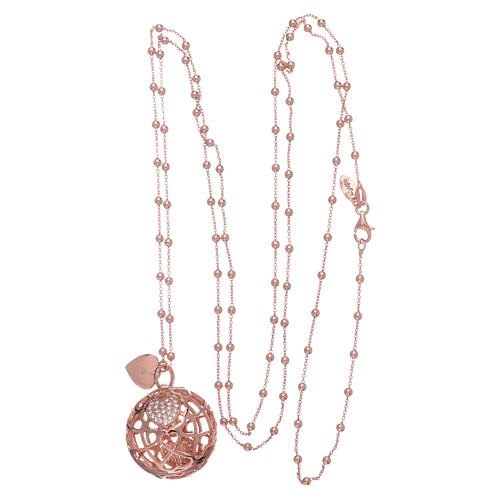 Amen necklace angel caller rosè with heart and zircons in 925 sterling silver 3