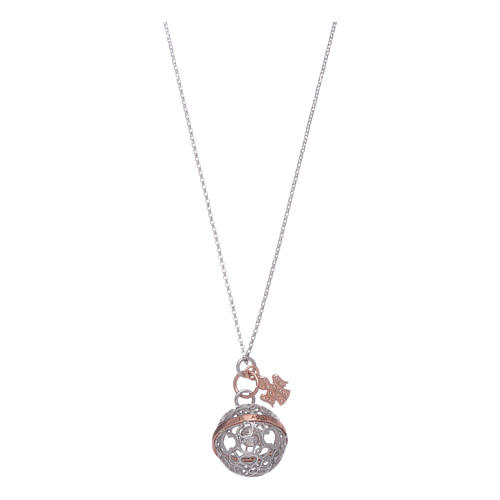 Collier AMEN boule bola argent 925 rhodié et rosé avec zircons blancs 2