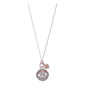 AMEN necklace in 925 sterling silver finished in rosè with white zircons
