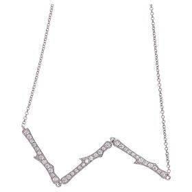 AMEN necklace in 925 sterling silver finished in rhodium with white zircons