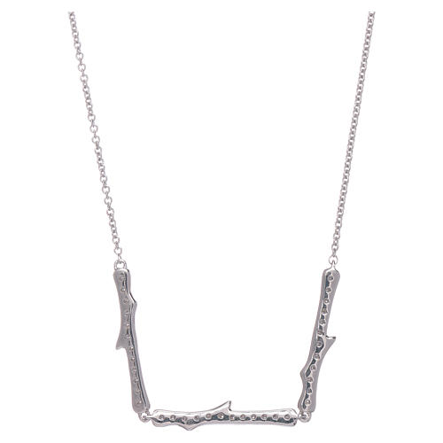 AMEN necklace in 925 sterling silver finished in rhodium with white zircons 3