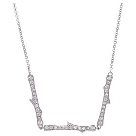 AMEN necklace in 925 sterling silver finished in rhodium with white zircons