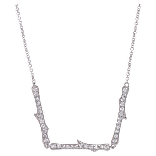 AMEN necklace in 925 sterling silver finished in rhodium with white zircons 1