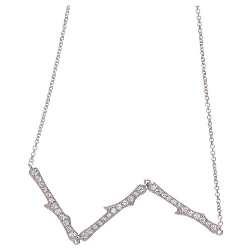 AMEN necklace in 925 sterling silver finished in rhodium with white zircons 2