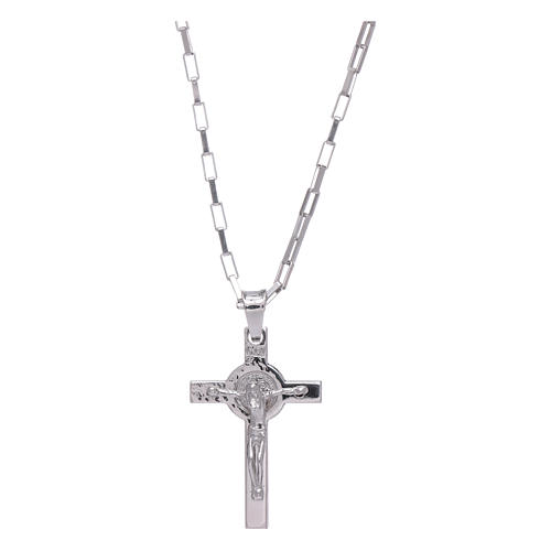 AMEN necklace in 925 sterling silver finished in rhodium with Jesus Christ cross 1