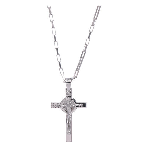 Collar AMEN cruz Jesús Cristo plata 925 acabado rodio 1