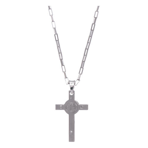 Collar AMEN cruz Jesús Cristo plata 925 acabado rodio 2