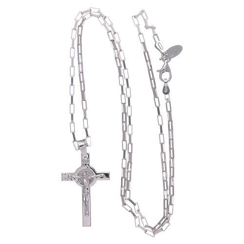 Collar AMEN cruz Jesús Cristo plata 925 acabado rodio 3