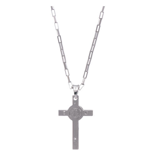AMEN necklace in 925 sterling silver finished in rhodium with Jesus Christ cross 2