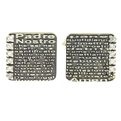 AMEN cufflinks with Our Father prayer ITA, 925 sterling silver and zircons 2