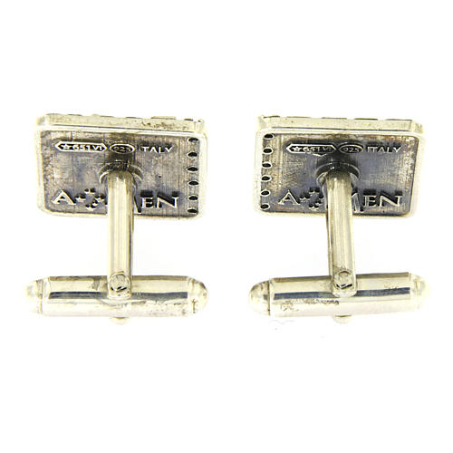 AMEN cufflinks with Our Father prayer ITA, 925 sterling silver and zircons 3