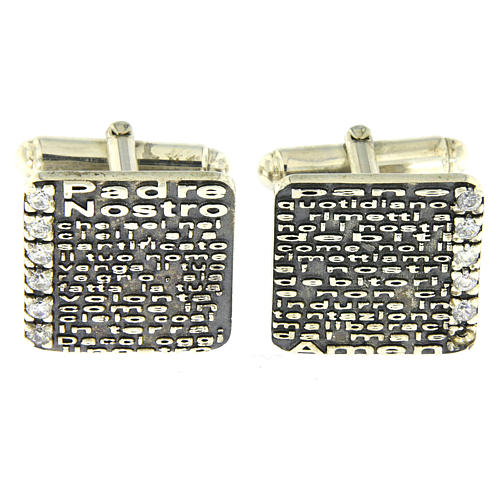 Gemelli Padre Nostro inciso AMEN argento 925 e zirconi 1