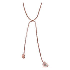 AMEN necklace in 925 sterling silver finished in rosè with white zircons hug shaped 