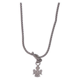 AMEN necklace in 925 sterling silver finished in rhodium with zircons