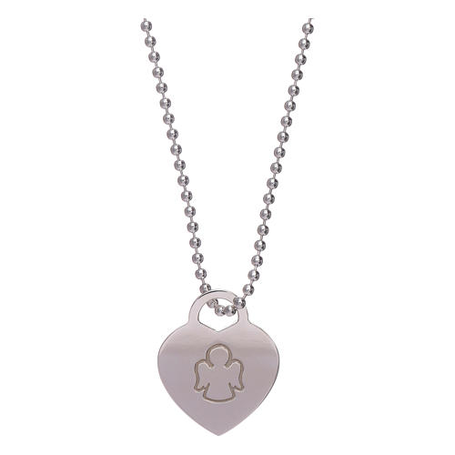 AMEN necklace with heart pendant in 925 sterling silver finished in rhodium 1