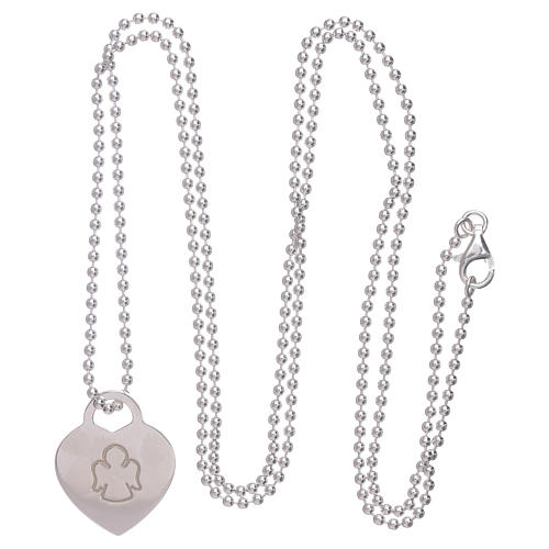 AMEN necklace with heart pendant in 925 sterling silver finished in rhodium 3