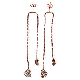 Earrings in sterling silver with heart pendant Amen, rose