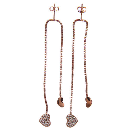 Earrings in sterling silver with heart pendant Amen, rose 1