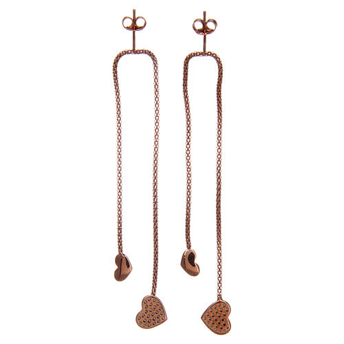 Earrings in sterling silver with heart pendant Amen, rose 2