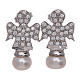 AMEN earrings in 925 sterling silver finished in rhodium with angel, zircons and pearls s1
