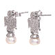 AMEN earrings in 925 sterling silver finished in rhodium with angel, zircons and pearls s2