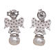 AMEN earrings in 925 sterling silver finished in rhodium with angel, zircons and pearls s3