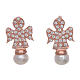 Amen earrings with angel in 925 sterling silver finished in rosè, zircons and pearls s1