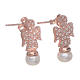 Amen earrings with angel in 925 sterling silver finished in rosè, zircons and pearls s2