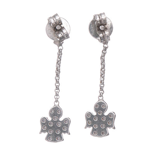 AMEN earrings with white zirconate angel in 925 sterling silver finished in rhodium 3