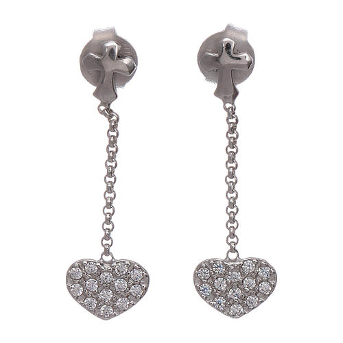 AMEN pendant earrings with zirconate hearts in 925 sterling silver 1